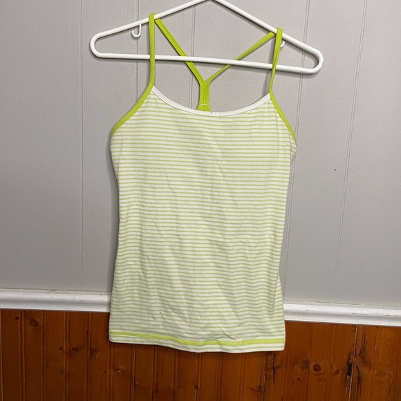 Lululemon Women’s Size 8 Athletic Tank Top Sleeveless White Green Stripes